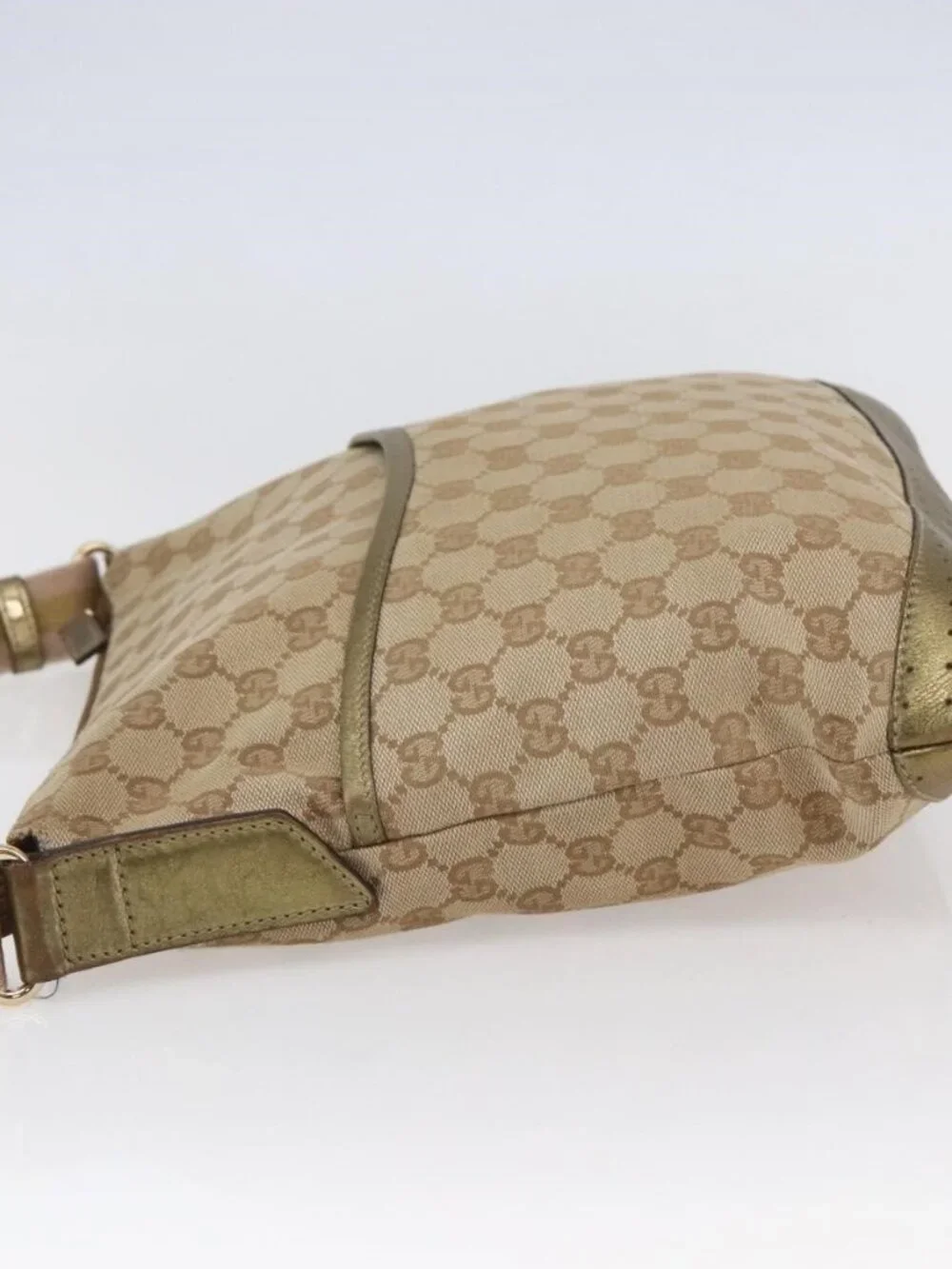 Authentic GUCCI GG Canvas Shoulder Bag Beige Gold 145857 - Picture 10 of 16